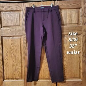 Liverpool Women's Burgandy Pants Size 8/29 - 32" Waist Hook Button Zipper Close